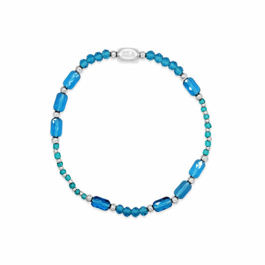 Isla Coastal Crystals Big Sur Waterproof Stretch Bracelet –Turqs Caicos & Silver
