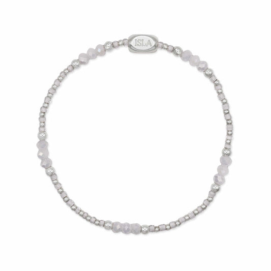 Isla Coastal Crystals Riviera Stretch Bracelet – White Cap Crystal & Silver, Waterproof, Tarnish-Free