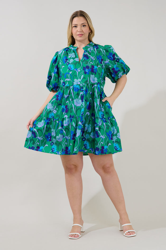 Jacey Babydoll Mini Dress Lomeli Floral Curve