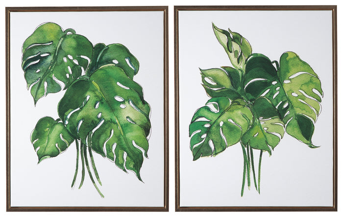 Jakayla A8000280 GreenWhite Wall Art Set 2CN