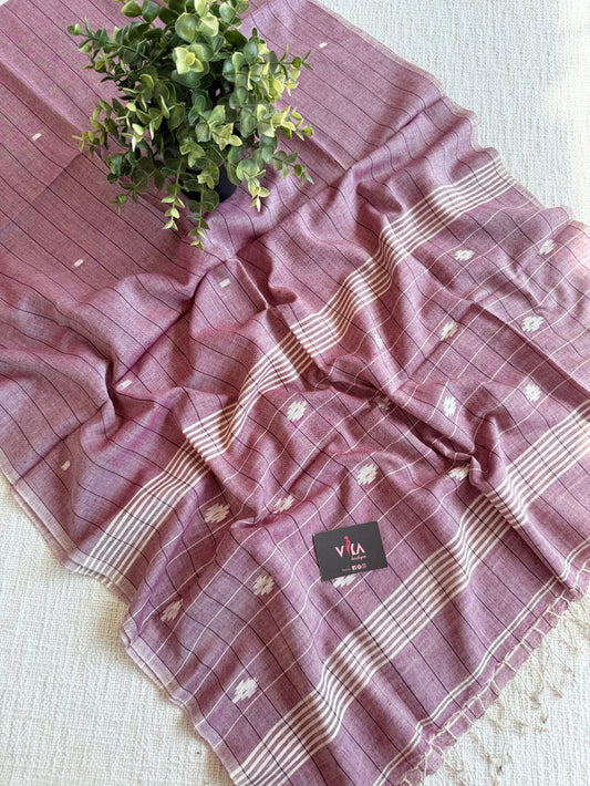 Jamdani Handloom Cotton Stole with Tassels