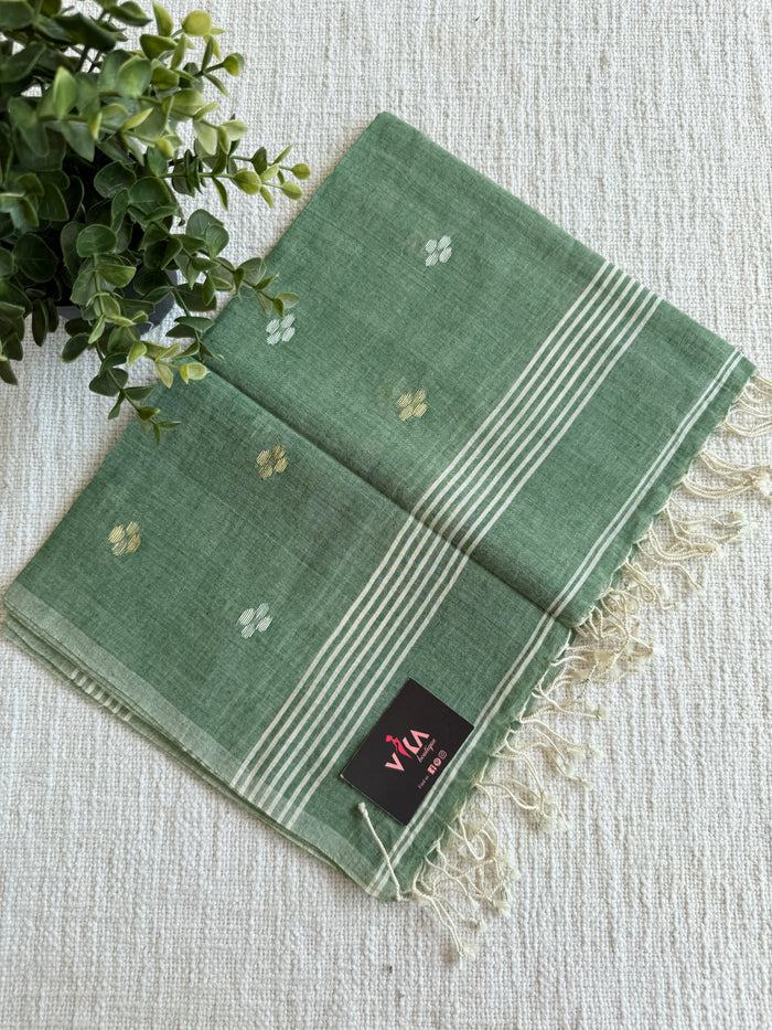 Jamdani Handloom Cotton Stole with Tassels