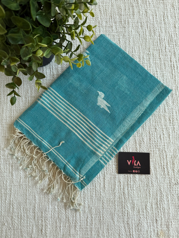 Jamdani Handloom Cotton Stole with Tassels