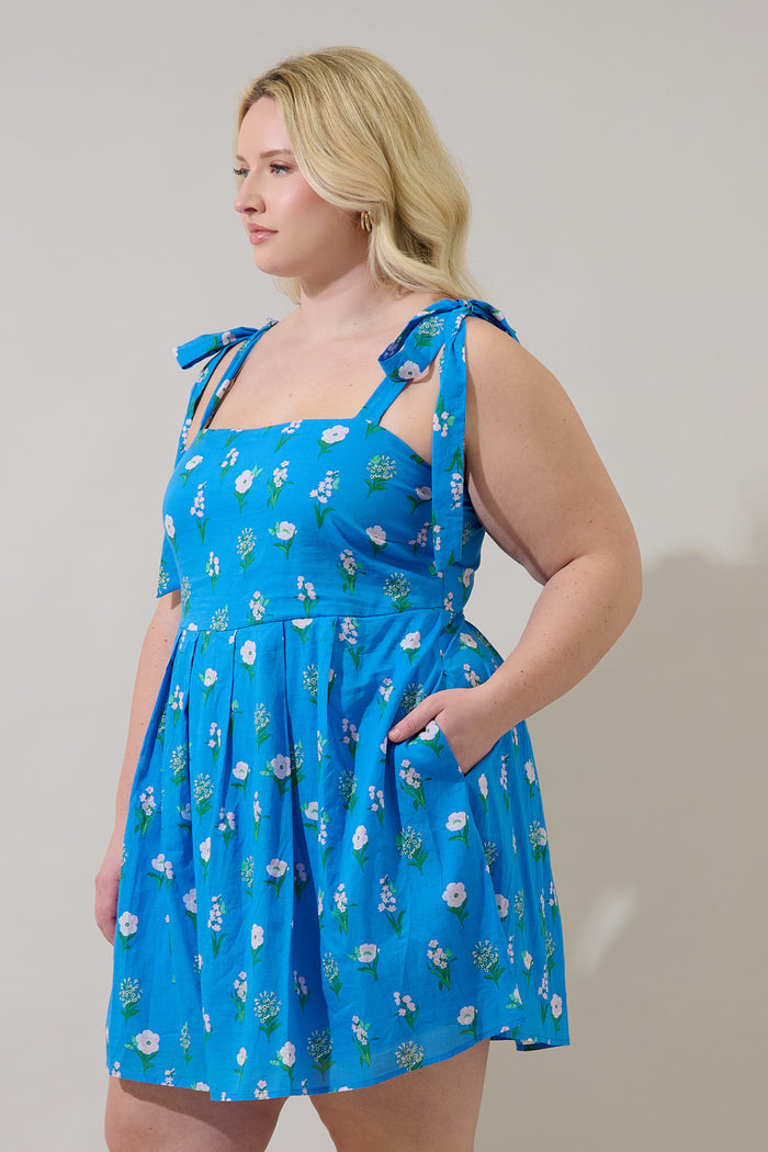 Jazleen Floral Gracia Pleated Mini Dress Curve