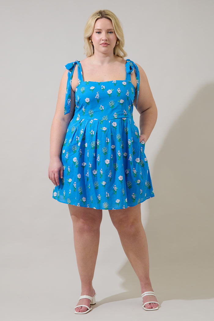Jazleen Floral Gracia Pleated Mini Dress Curve
