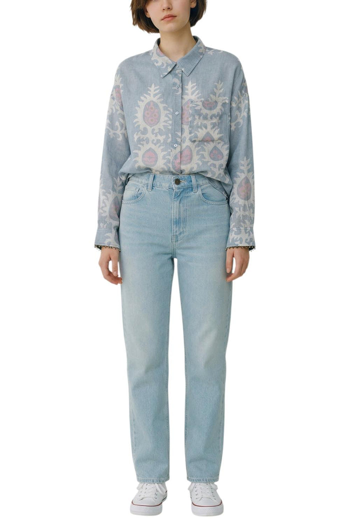 jeans donna con ricamo denim medio