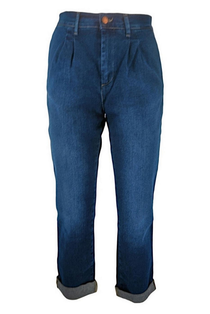 Jeans donna denim medio con pinces