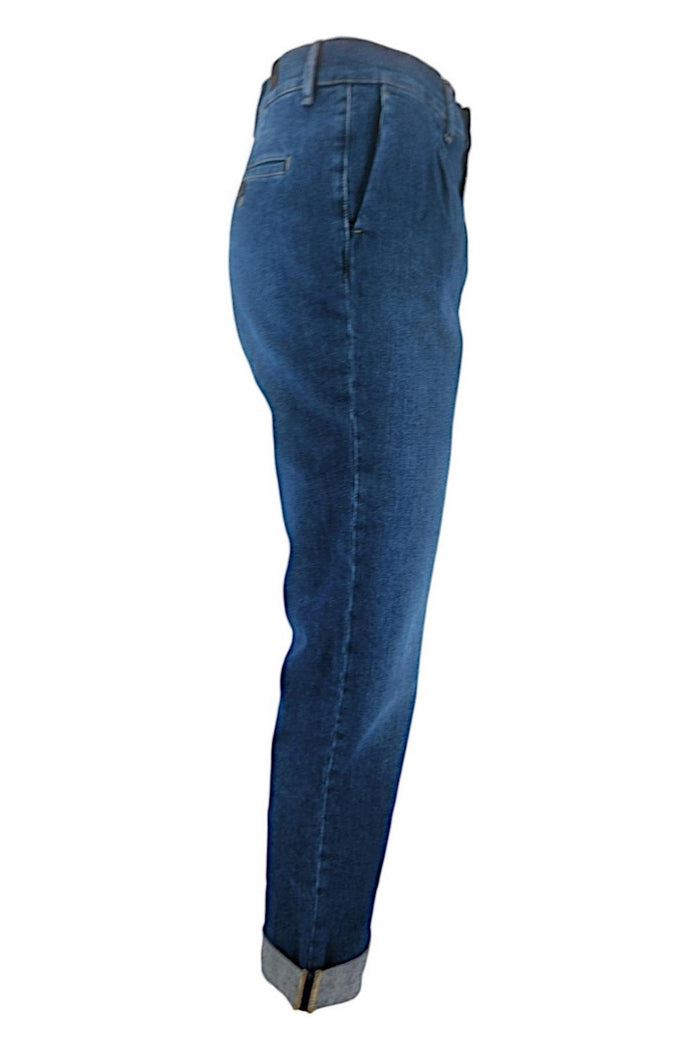 Jeans donna denim medio con pinces