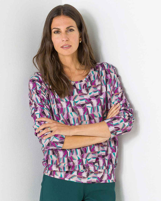 Jolie Patterned Cotton Long Sleeve Blouson Top - The Classic Boutique