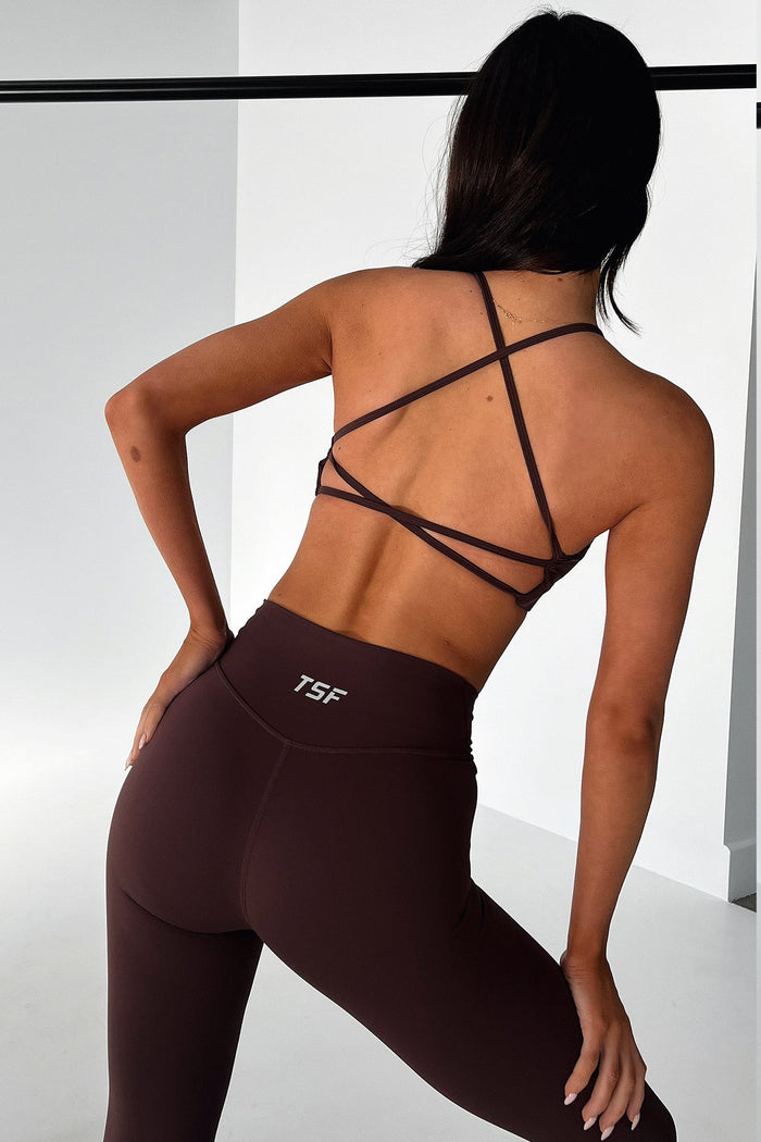 Kamari Open Back Sports Bra - Brown