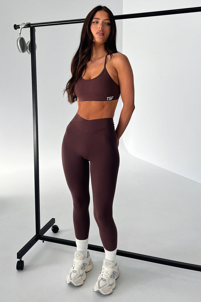 Kamari Open Back Sports Bra - Brown