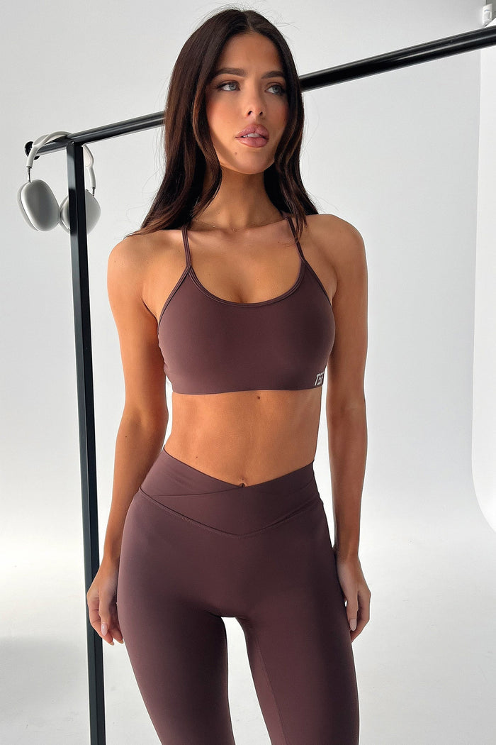 Kamari Open Back Sports Bra - Brown