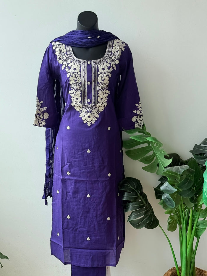 Kashmiri emb pure cotton suit set