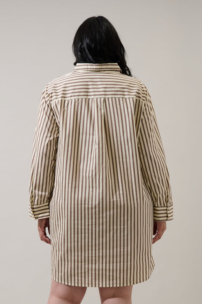 Keina Striped Luba Oversized Shirt Mini Dress Curve