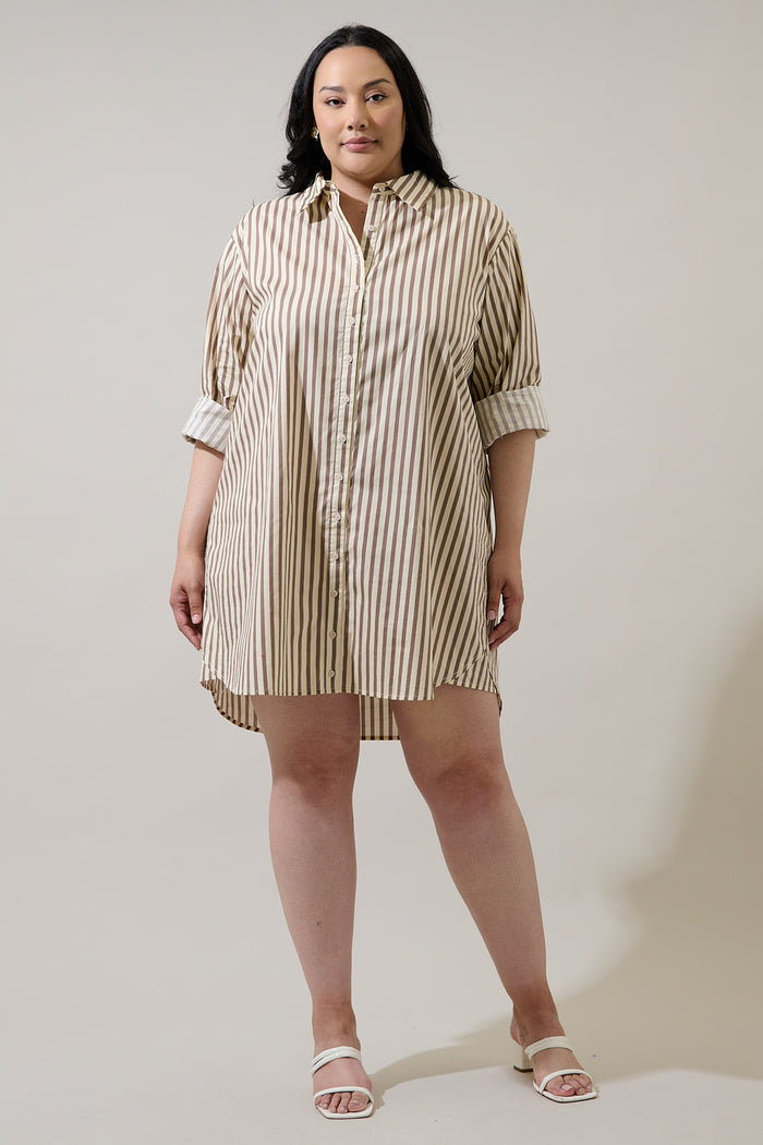 Keina Striped Luba Oversized Shirt Mini Dress Curve