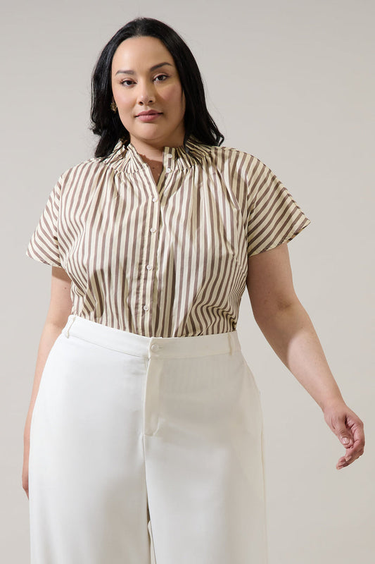 Keina Striped Patma Mock Neck Top Curve