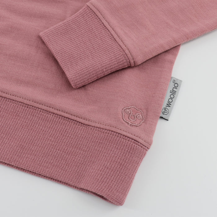 Kids Merino Wool Crew Neck Sweatshirt, Mauve Pink