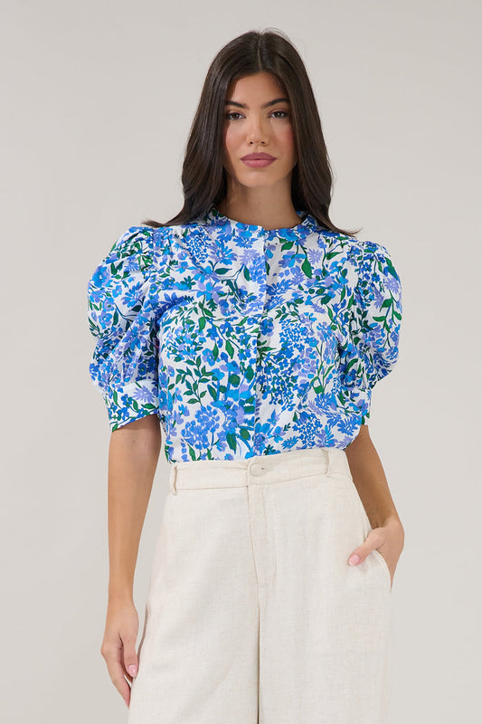 Klina Drape Sleeve Top Floral