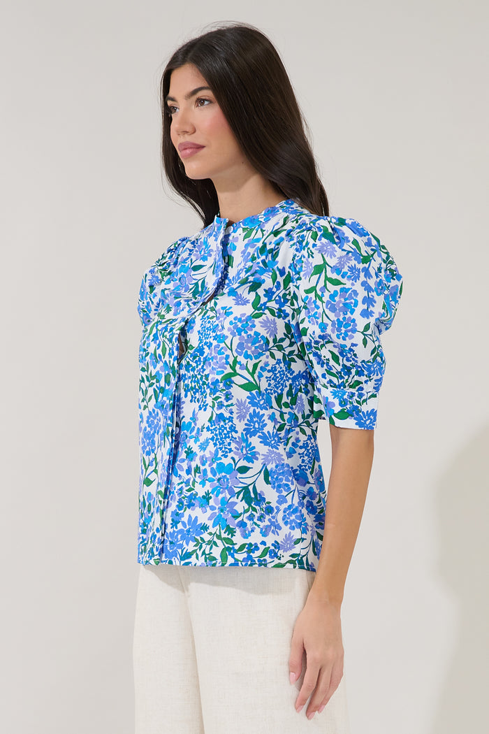 Klina Drape Sleeve Top Floral