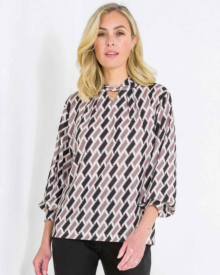 Leanna Patterned Long Sleeve Pull On Top - The Classic Boutique