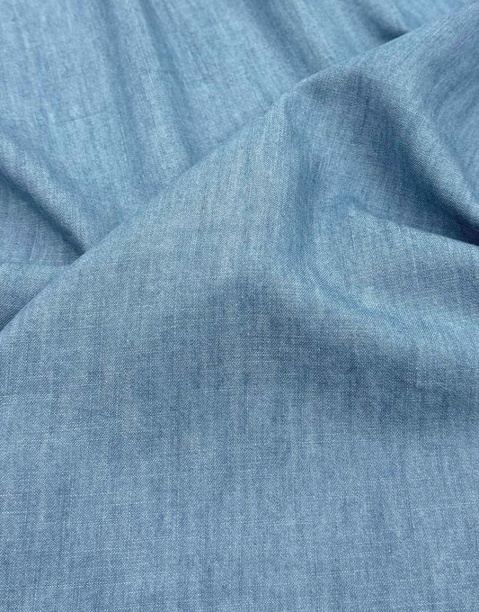 Light Indigo Blue Denim Slub Fabric
