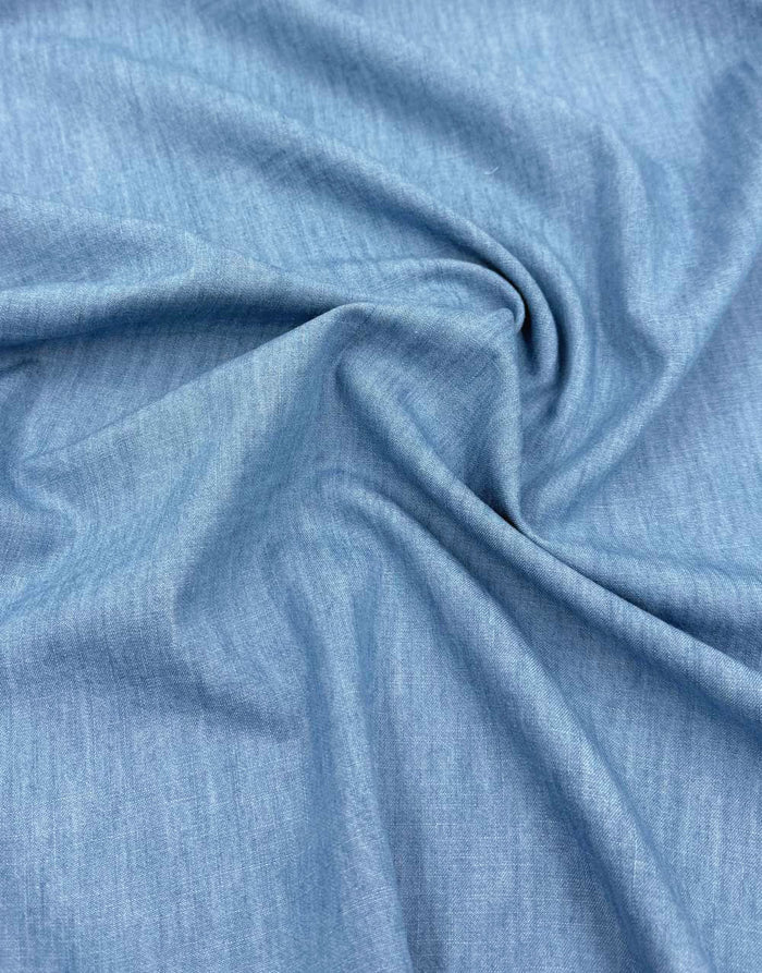 Light Indigo Blue Denim Slub Fabric