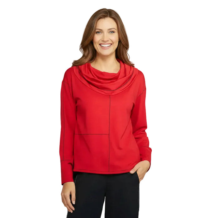 Lightweight Drape Neck Top in Red - 320356 - Size M