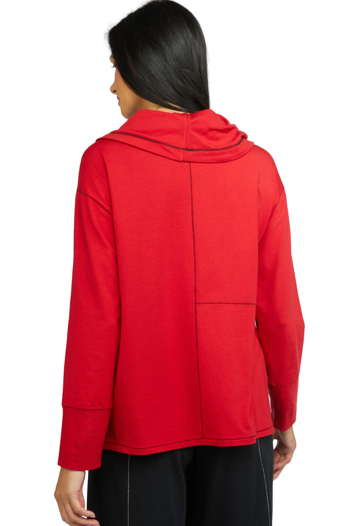 Lightweight Drape Neck Top in Red - 320356 - Size M