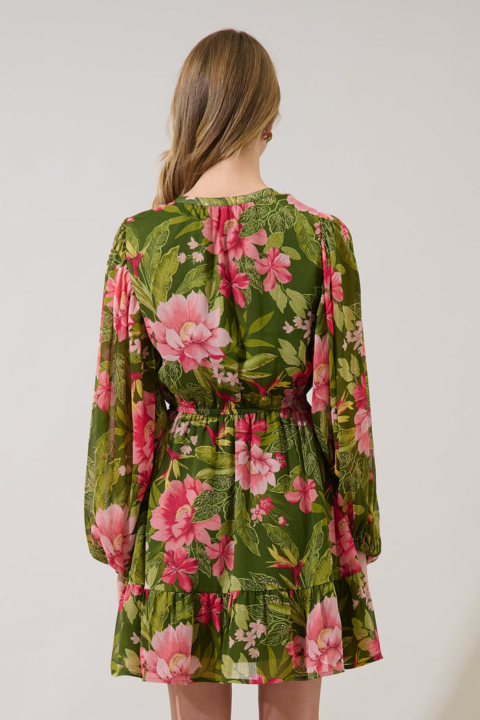 Lilikoi Floral Paxton Balloon Sleeve Mini Dress