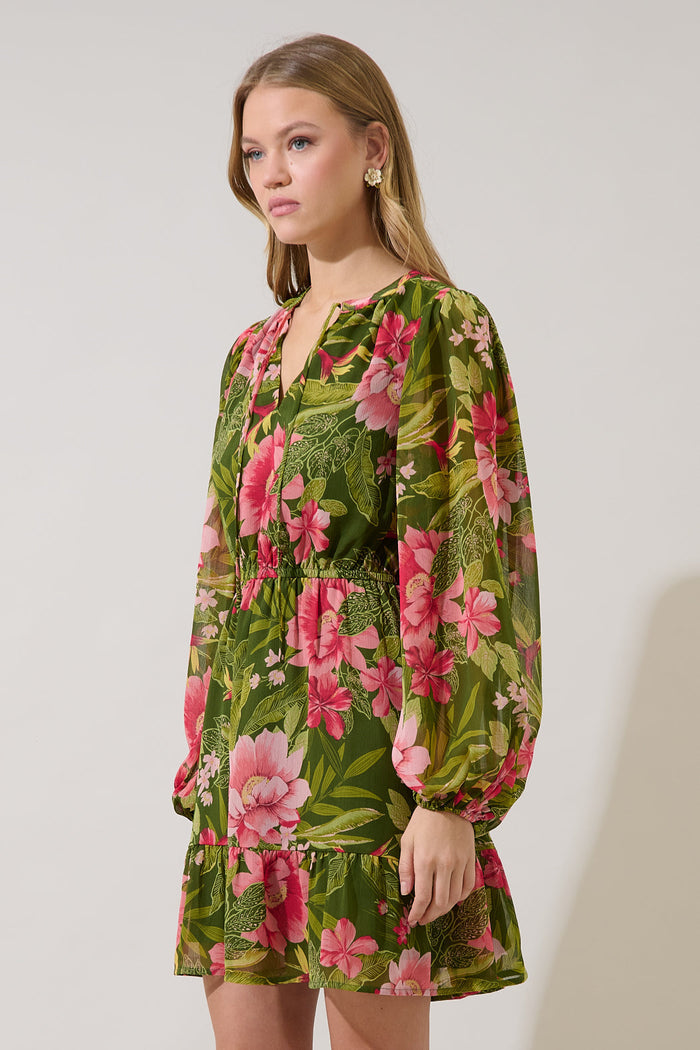Lilikoi Floral Paxton Balloon Sleeve Mini Dress