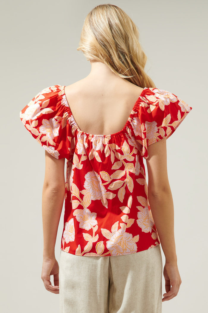 Lilo Tropics Swazi Flutter Sleeve Top