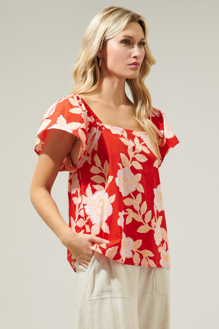Lilo Tropics Swazi Flutter Sleeve Top