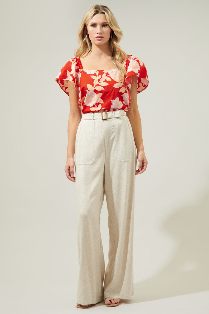 Lilo Tropics Swazi Flutter Sleeve Top