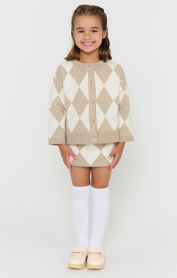 Little Cher Skort ~ Neutral Argyle Knit