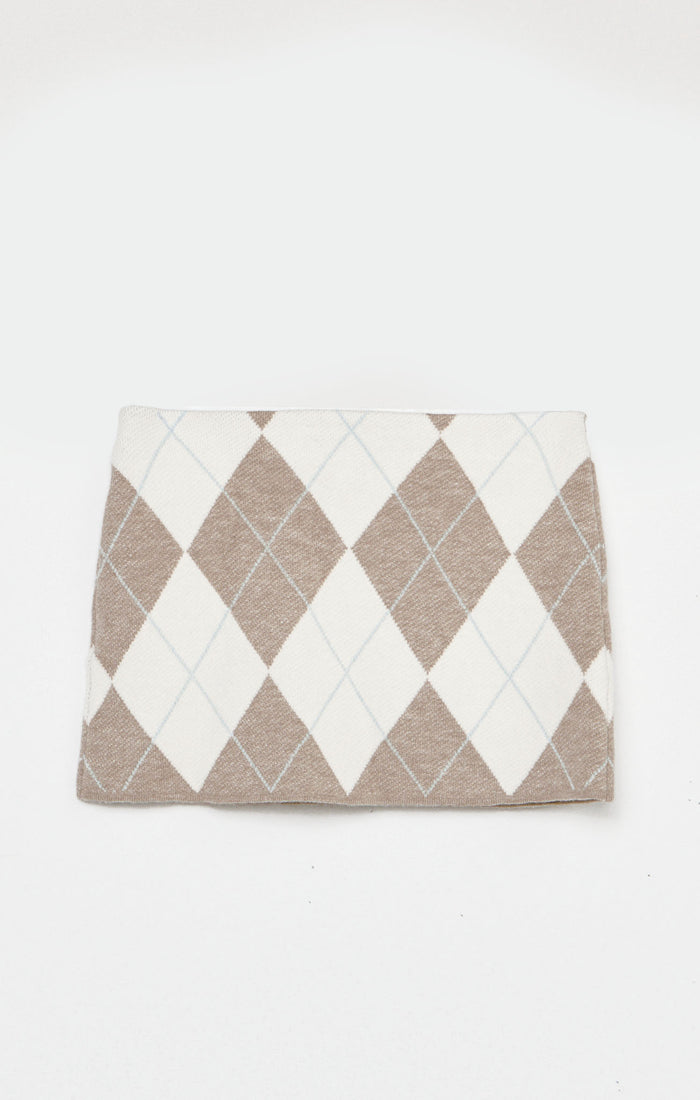 Little Cher Skort ~ Neutral Argyle Knit