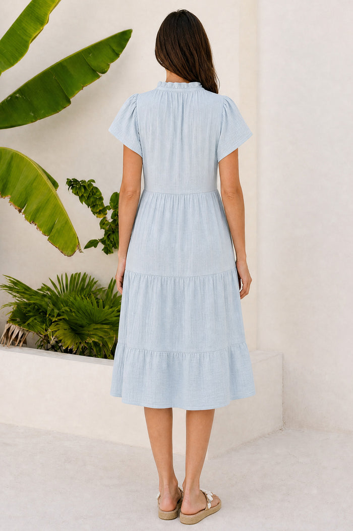 Lois Organic Cotton Cheesecloth Dress | Sky Blue