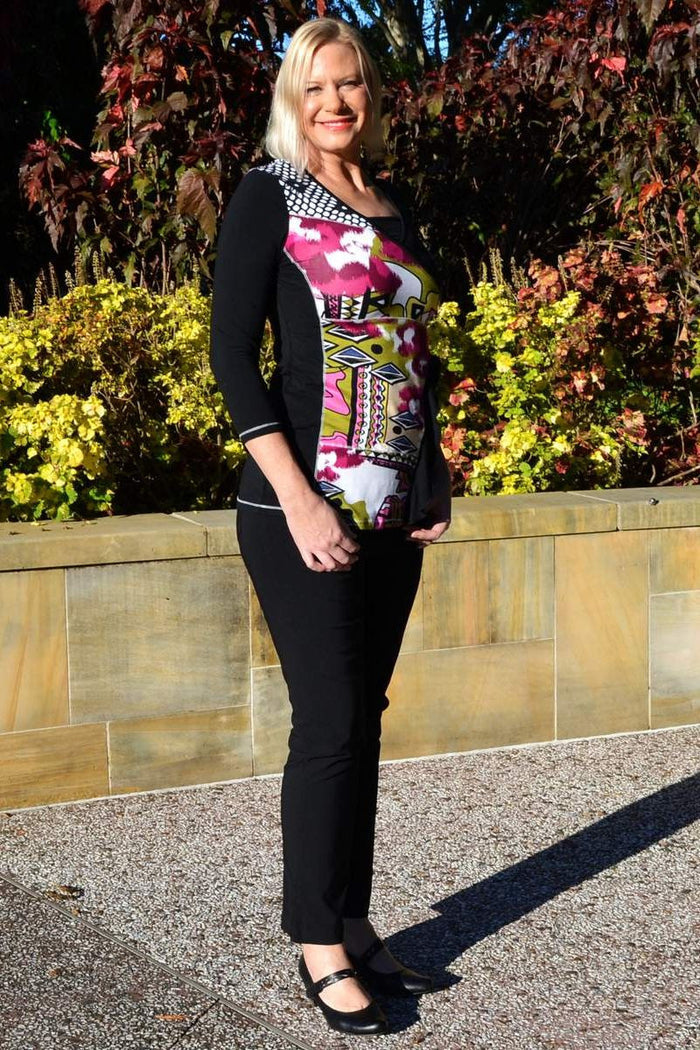 Jenny May Louise tunic top, lightweight casual tunic with long sleeves and a relaxed fit, shown on a neutral background.