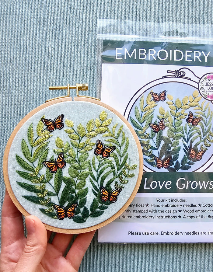 Love Grows Butterfly Embroidery Kit, Jessica Long Embroidery