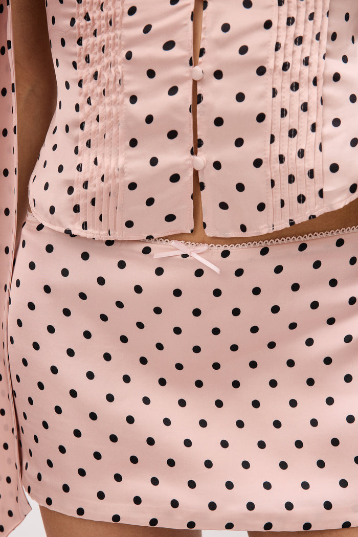 Lucia Skirt in Pink Micro Dot