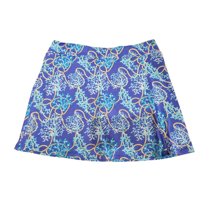 Lulu B Navy and Aqua Print Golf Skort Size L MSP$78