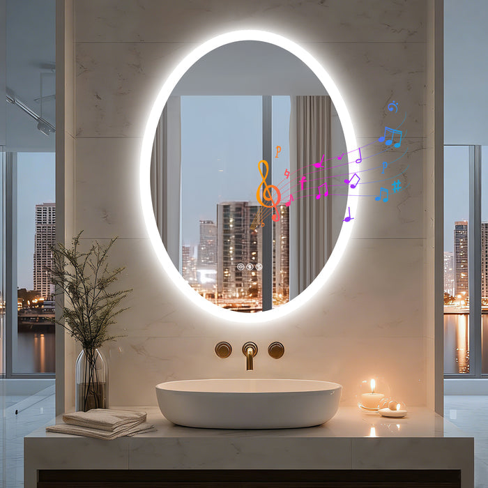 LUVODI LED Bluetooth Bathroom Mirror with Speakers Anti-Fog Lighted Vanity 23.6x31.5in