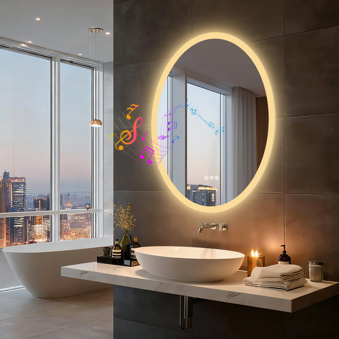 LUVODI LED Bluetooth Bathroom Mirror with Speakers Anti-Fog Lighted Vanity 23.6x31.5in