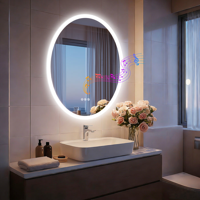 LUVODI LED Bluetooth Bathroom Mirror with Speakers Anti-Fog Lighted Vanity 23.6x31.5in