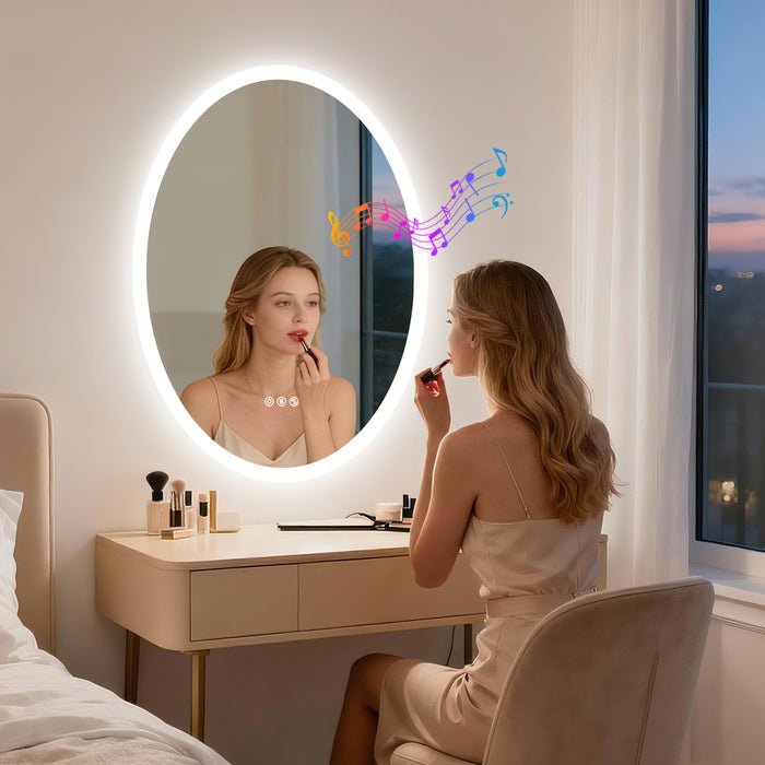 LUVODI LED Bluetooth Bathroom Mirror with Speakers Anti-Fog Lighted Vanity 23.6x31.5in