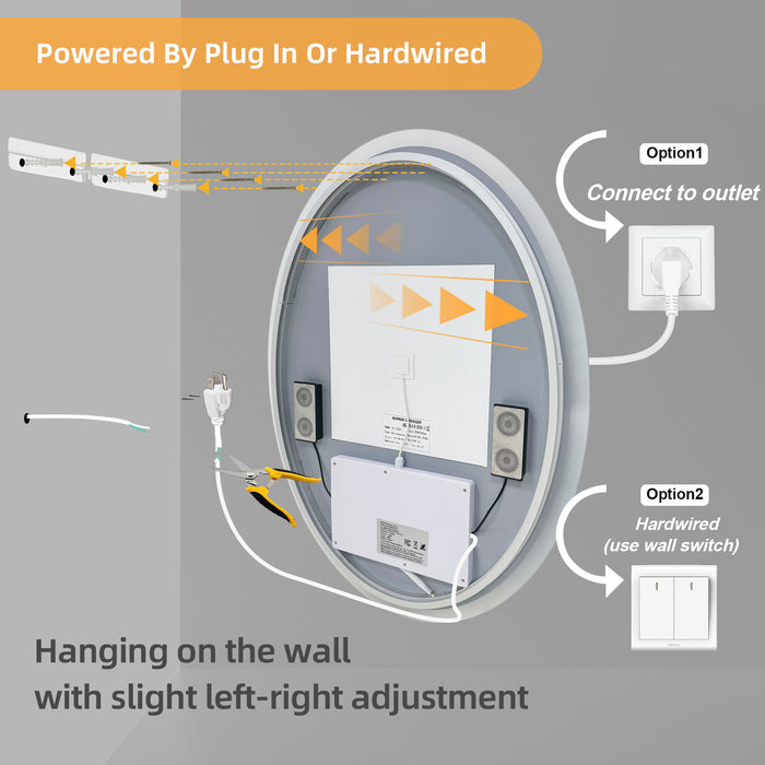 LUVODI LED Bluetooth Bathroom Mirror with Speakers Anti-Fog Lighted Vanity 23.6x31.5in