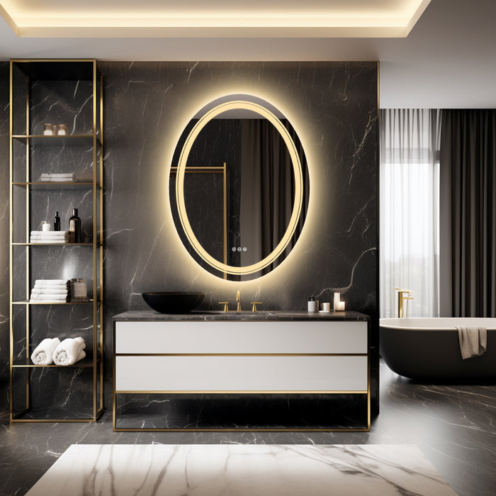 LUVODI Oval LED Bathroom Mirror Backlit + Front Lighted, Defogging