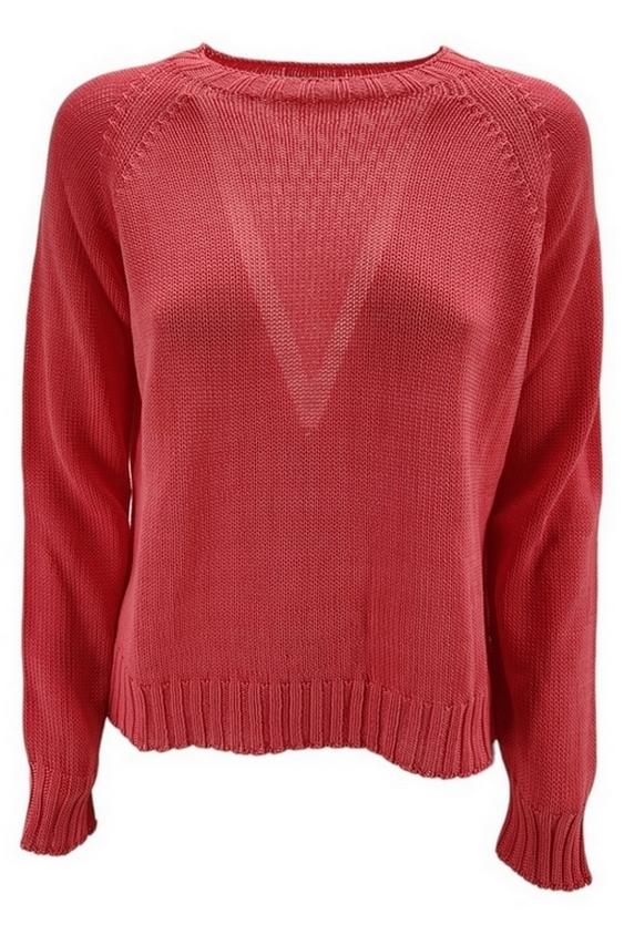 maglia donna corallo girocollo modello a scatola