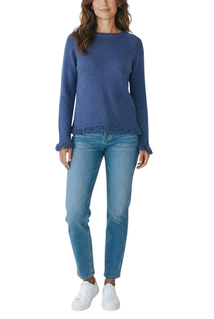 maglia donna denim con frange