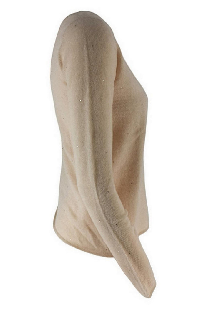 Maglia donna girocollo latte con paillettes