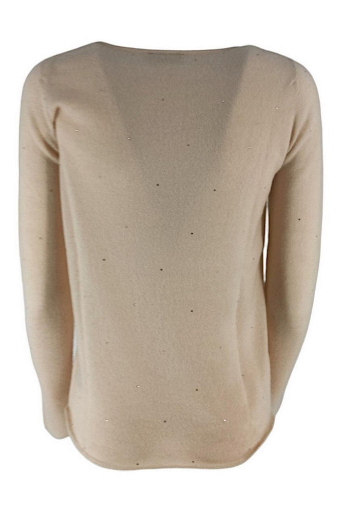 Maglia donna girocollo latte con paillettes